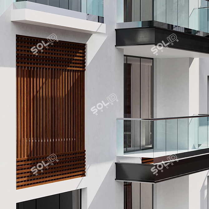 Modern Residential Building Design 3D model image 3