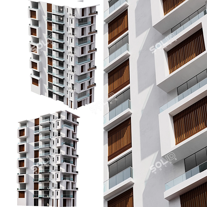 Modern Residential Building Design 3D model image 4