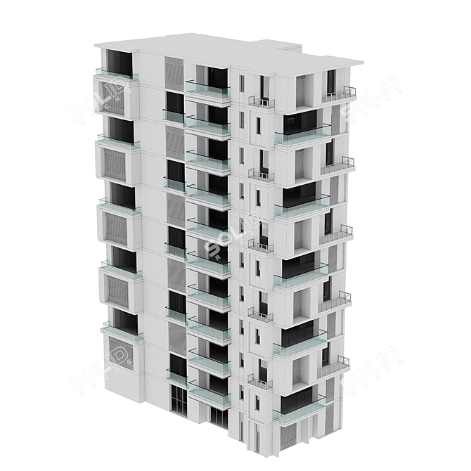 Modern Residential Building Design 3D model image 5