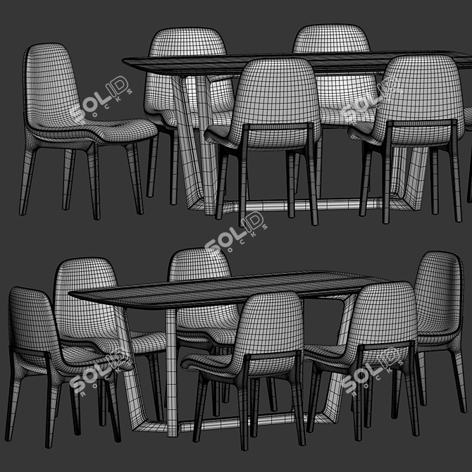 Modern Marble Dining Set 3D model image 3