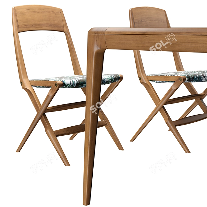 Sustainable Oak Chair & Dining Table 3D model image 6