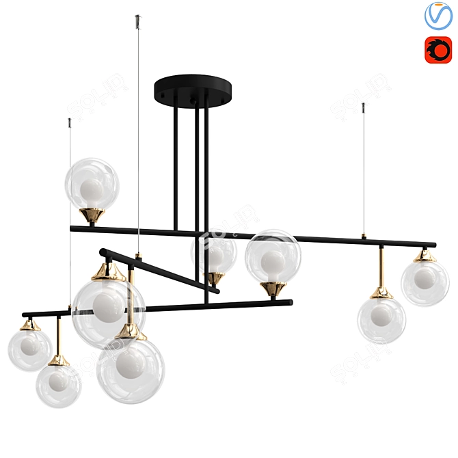 Elegant Glass Chandelier 3D model image 4