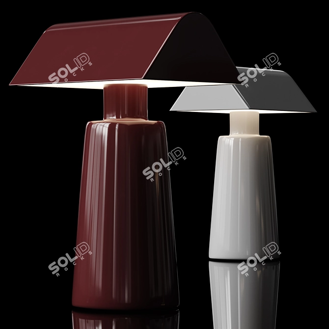 Elegant Caret Lamp in Dark Burgundy & Silk Grey 3D model image 1