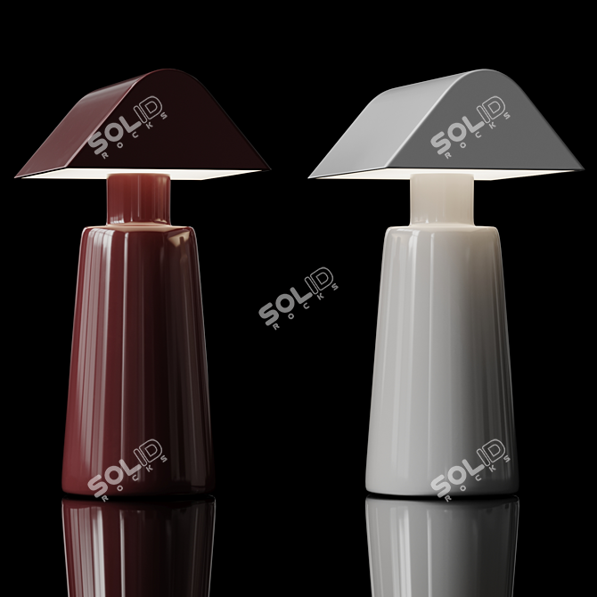 Elegant Caret Lamp in Dark Burgundy & Silk Grey 3D model image 6