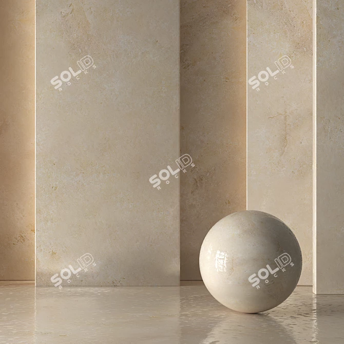 Seamless Beige Marble Slab 3D model image 1