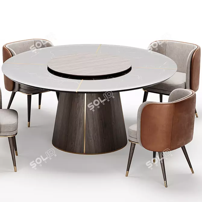 Sleek Ambrose Laskasas Dining Set 3D model image 3