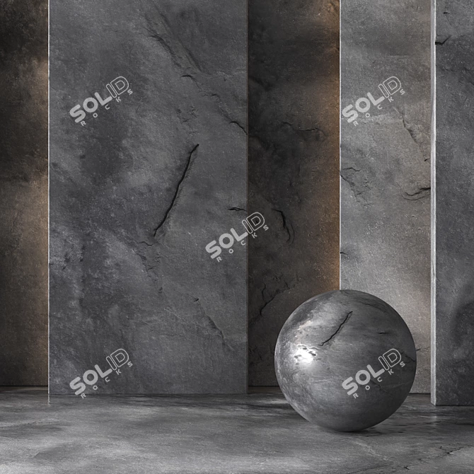 Black Seamless Wall Stone 3D model image 1