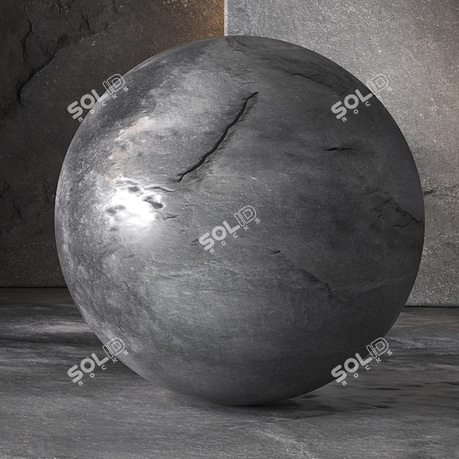 Black Seamless Wall Stone 3D model image 2