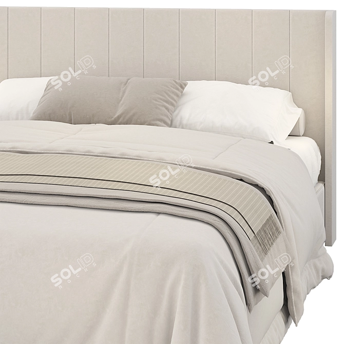 Elegant Striped Wingback Bed 3D model image 3