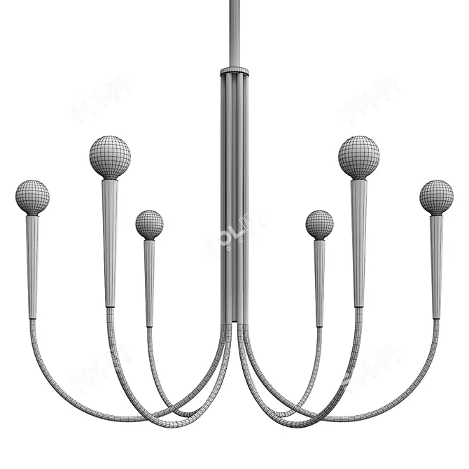 Elegant Crystal Chandelier: 12-Light Luxe Lighting 3D model image 3