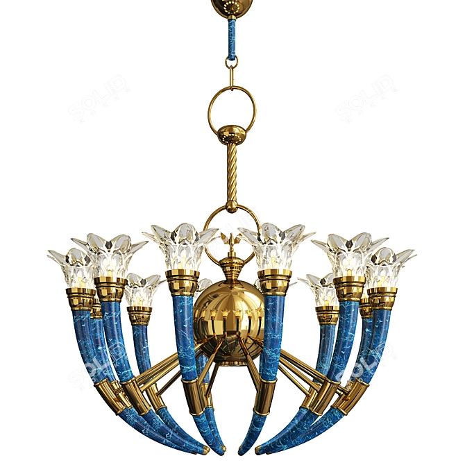 Elegant Murano Glass Torch Chandelier 3D model image 1