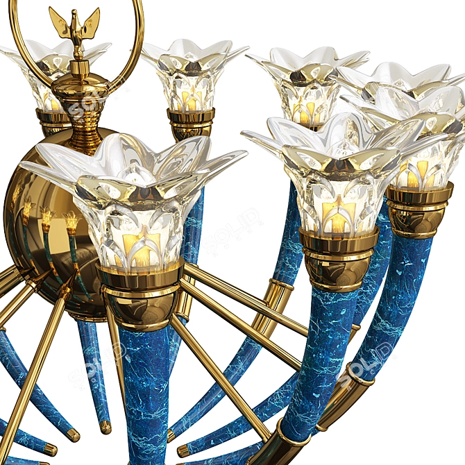 Elegant Murano Glass Torch Chandelier 3D model image 2