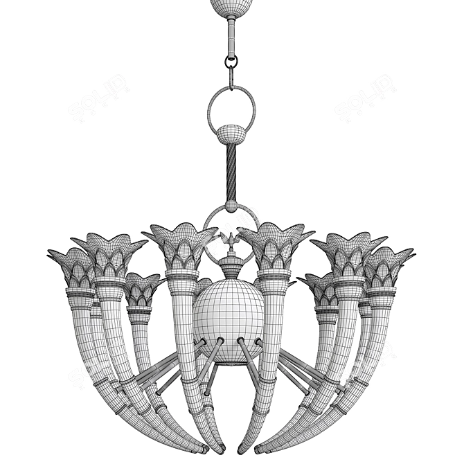 Elegant Murano Glass Torch Chandelier 3D model image 3