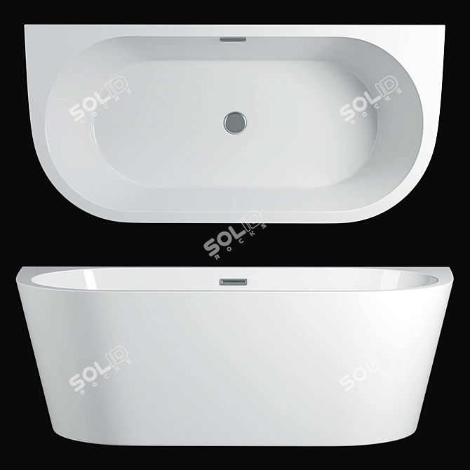 Apollo Curved Back To Wall Bath 3D model image 1