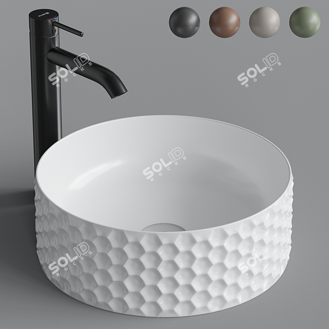 ArtCeram ESAGONO OSL013: Stylish Round Sink 3D model image 1