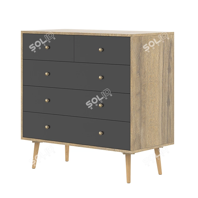 Berber Chest of Drawers with Five Print Boxes 3D model image 1