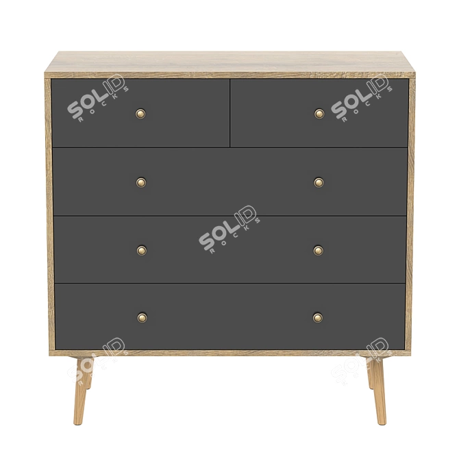 Berber Chest of Drawers with Five Print Boxes 3D model image 2