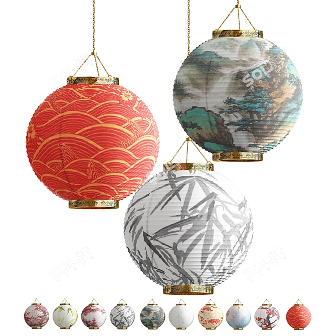 Exquisite Chinese Lanterns Collection 3D model image 1