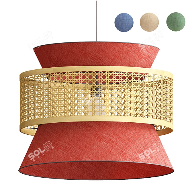 Rattan Dolkie Pendant: Natural Elegance for Any Space 3D model image 1