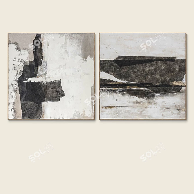 Abstract Plaster Square Frames 3D model image 3