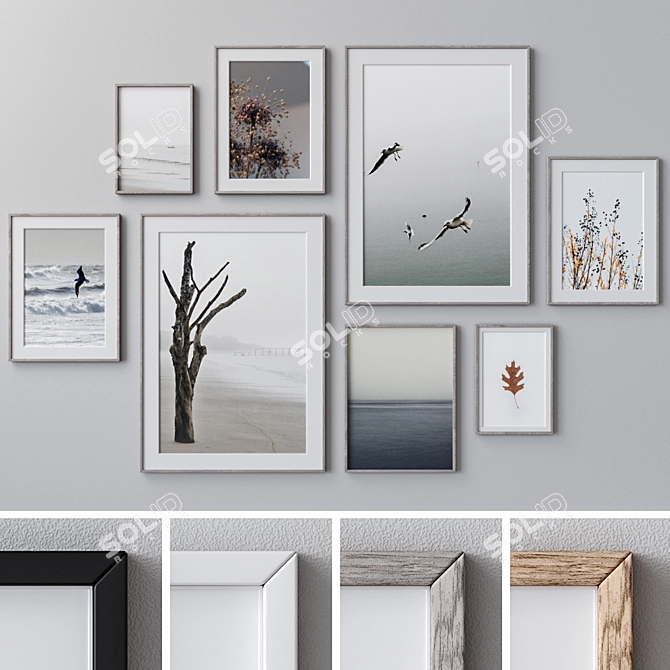 Elegant Framed Wall Art Set 3D model image 1