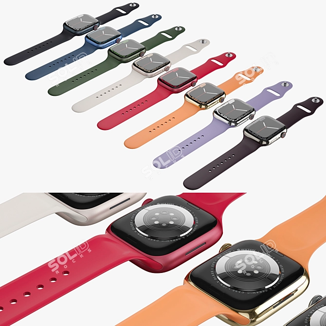 Sleek Apple Watch 7: Colors Galore! 3D model image 4