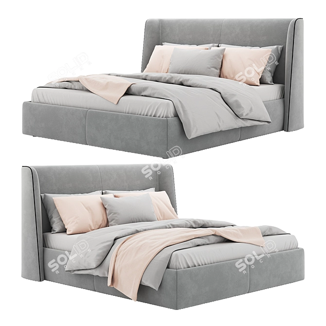 Boston Bed: Stylish and Spacious 3D model image 1