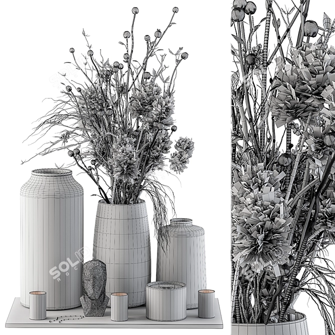 Elegant Décor Vase and Plant Set 3D model image 4