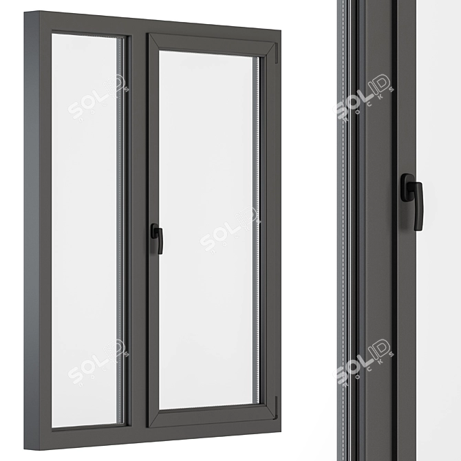 Sleek Gray Window Set 3D model image 4