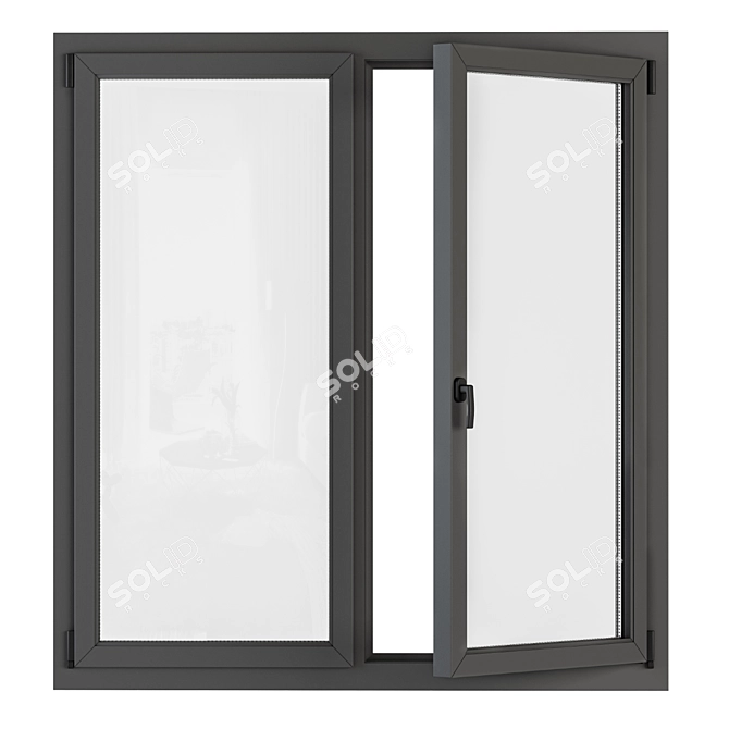 Sleek Gray Window Set 3D model image 5