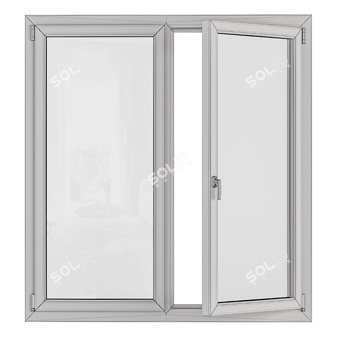 Sleek Gray Window Set 3D model image 6