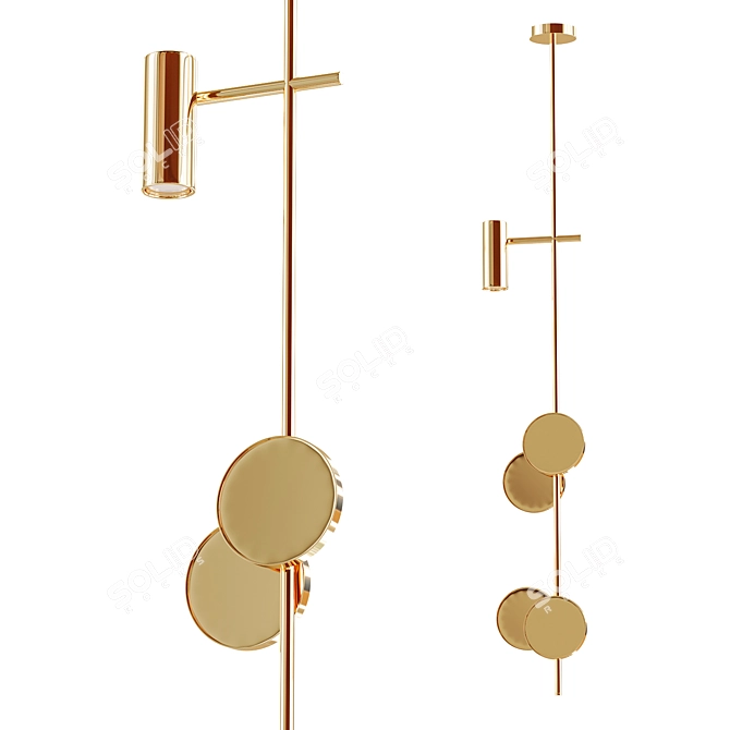 Golden Extendable Pole 3D model image 2