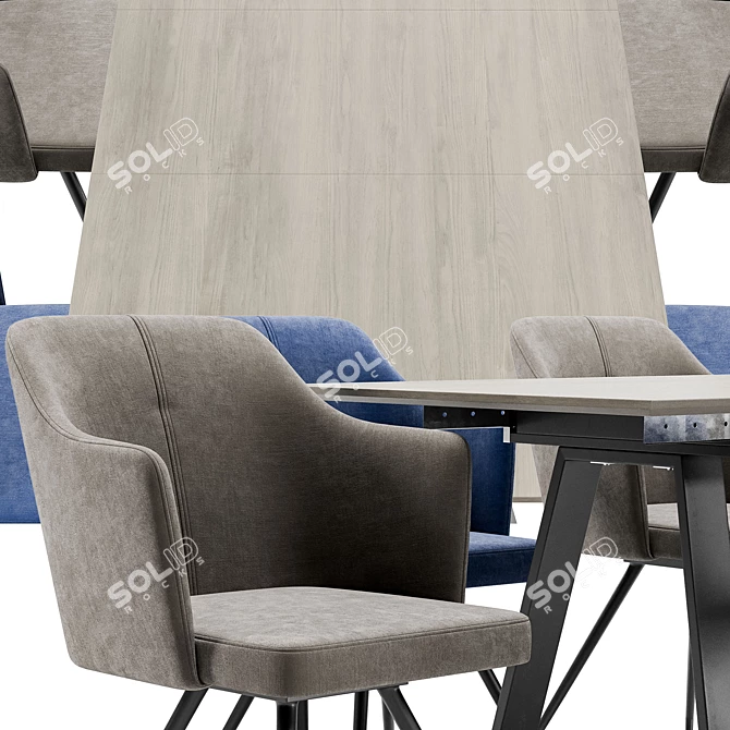 Modern Sling Dining Set with Detroit Table 3D model image 3