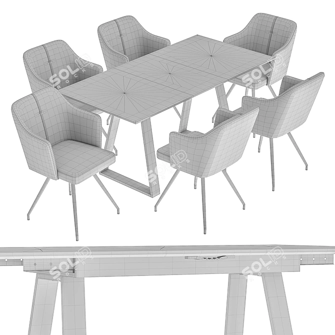 Modern Sling Dining Set with Detroit Table 3D model image 6