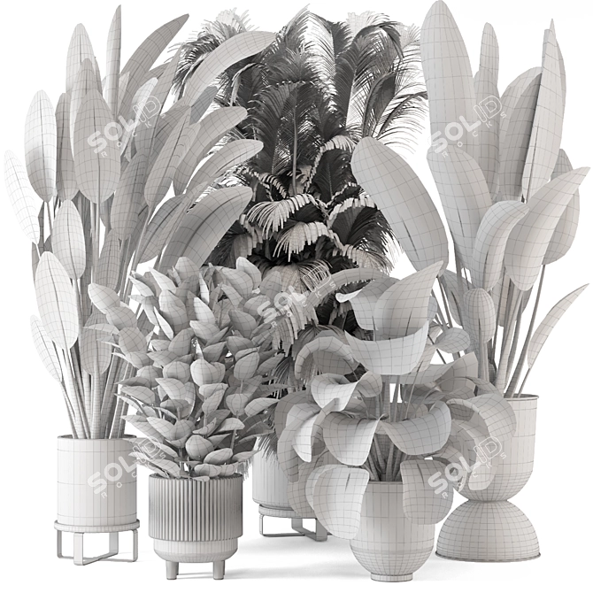 Modern Indoor Plants in Ferm Living Bau Pot - Set of 2 3D model image 7