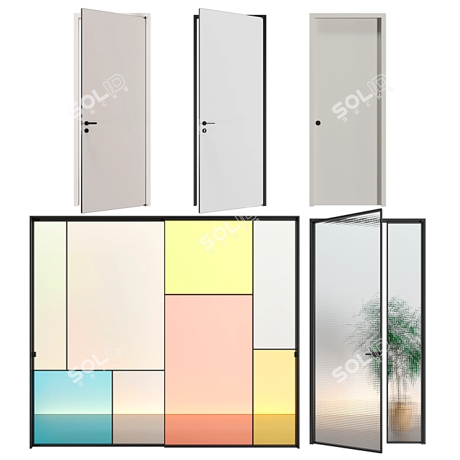 Glamorous Glass Italia Doors Set 3D model image 7