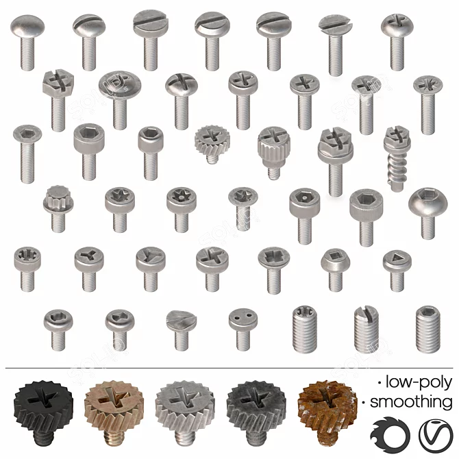 Versatile Screw and Bolt Set 3D model image 1