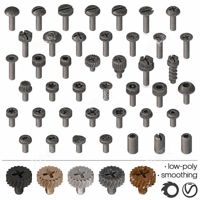 Versatile Screw and Bolt Set 3D model image 4