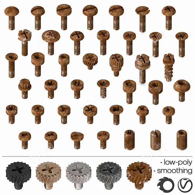 Versatile Screw and Bolt Set 3D model image 5