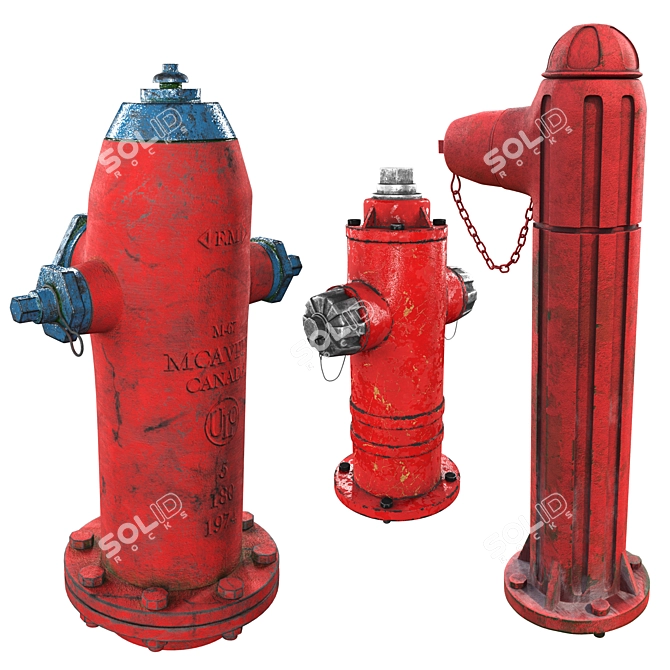  Urban Hydrant Collection: 3 High-Detail Models 3D model image 2