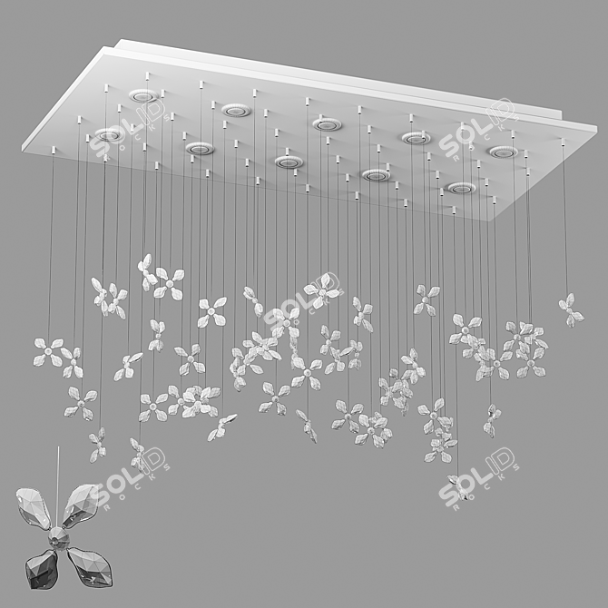 Floating Butterfly Chandelier: Exquisite Crystal Elegance 3D model image 3