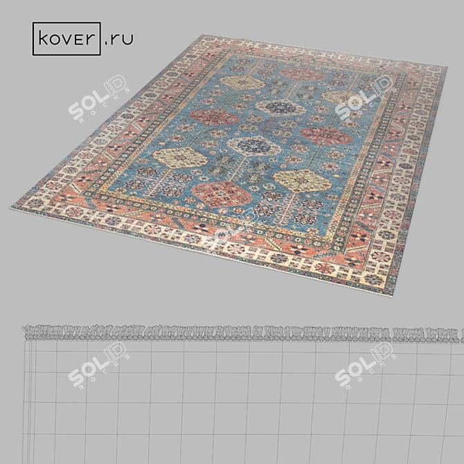 Ethnic Charm: "KAZAK ROYAL" Blue-IVR1 Carpet 3D model image 2