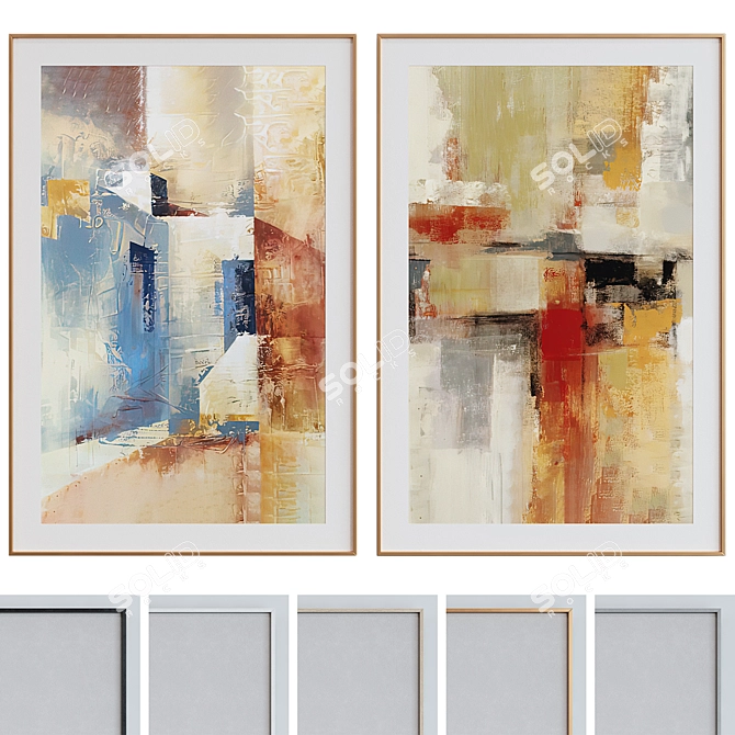 Modern Abstract Picture Frame Set 3D model image 1