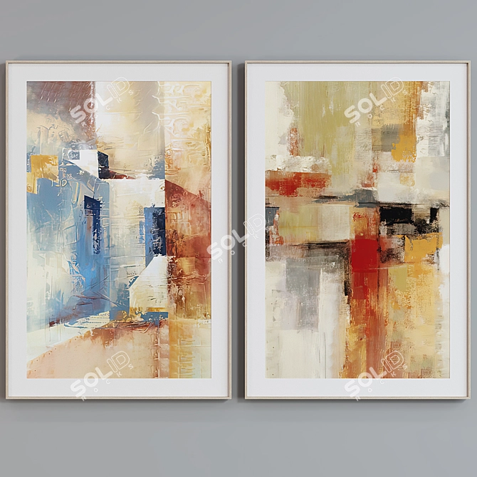 Modern Abstract Picture Frame Set 3D model image 2