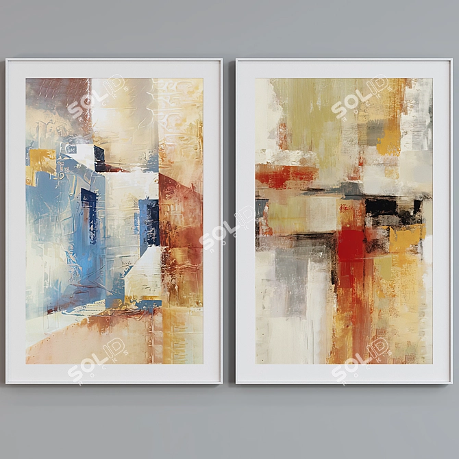 Modern Abstract Picture Frame Set 3D model image 3