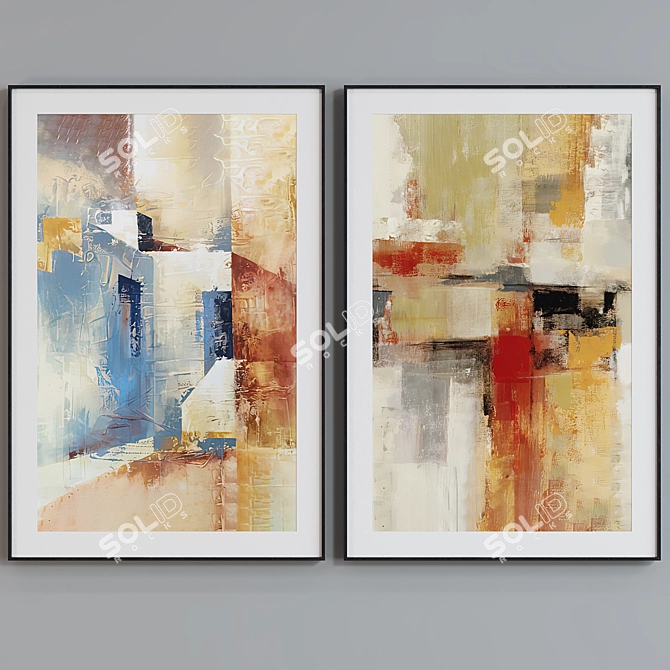 Modern Abstract Picture Frame Set 3D model image 4