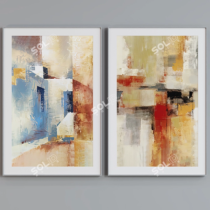 Modern Abstract Picture Frame Set 3D model image 5