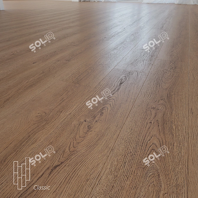 Natural Oak Cottage Flooring - High Quality Textures 3D model image 1