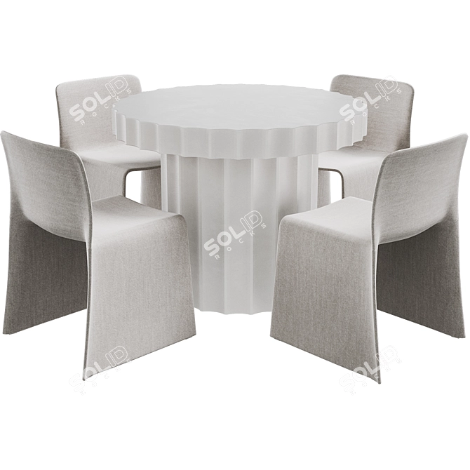 Ripple Table + Glove: Contemporary Dining Set 3D model image 1