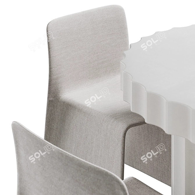 Ripple Table + Glove: Contemporary Dining Set 3D model image 3